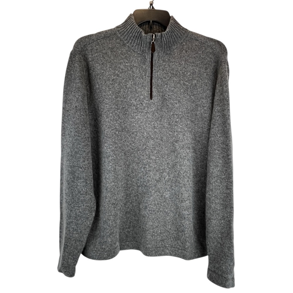 Allen Solly 100% Cashmere 1/4 Zip Pullover Sweater Gray Grey Sz L